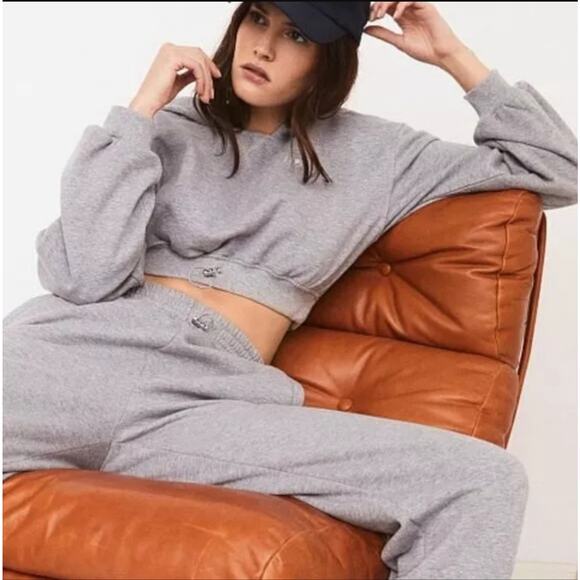 For Love And Lemons Gray Cropped Boxy Hoodie - Picture 4 of 11